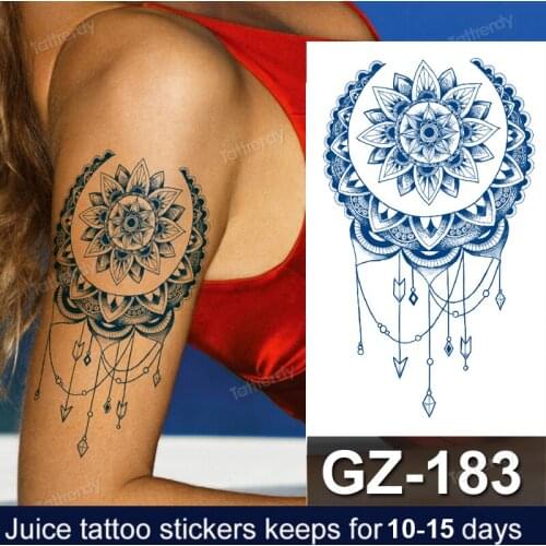 Fake Tattoo Sticker Natural Organic Fruit Ink Long Lasting Safe Waterproof DIY Tattoo Sleeve Arm Body Art Henna Tatoo Lace Rose