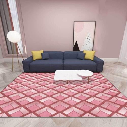 Pink Carpets 3D Solid Geometry Living Room Carpet Pink Gray Green Decorative Bedroom Rug Home Decor Non-Slip Bedside Floor Mats