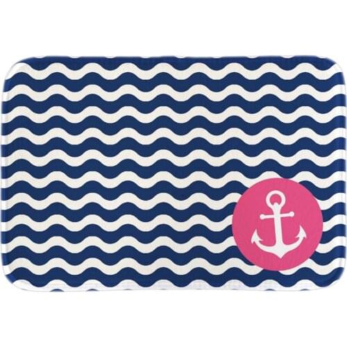 Pink Anchor Cobalt Blue White Zigzag Doormats Home Decor Indoor Outdoor Soft Lightness Door Mats Short Plush Fabric Bathroom Mat