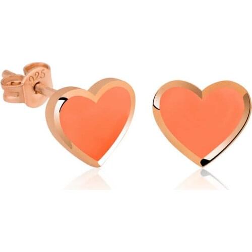 Tevuli 925 Sterling Silver Highlighter Orange Heart Earrings