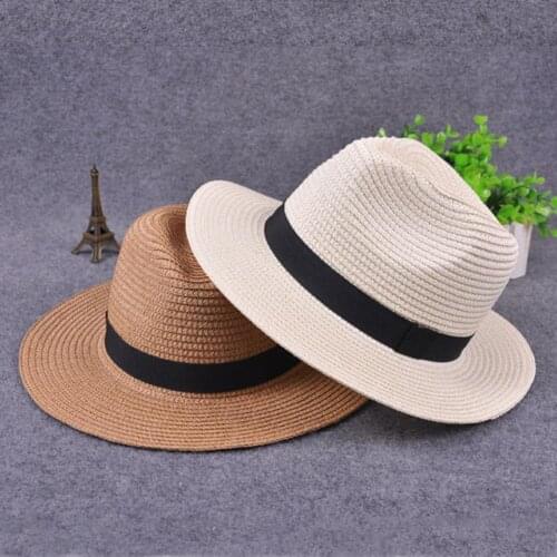 Europe Style British Retro Jazz Hat Men And Women Wide Brim Straw Panama Roll Up Hat Beach Sun Hats UV Protection Cap