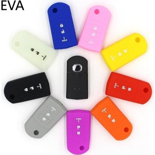 Silicone Car Key Cover Case for MAZDA 3 5 6 CX-5 CX-7 CX-9 Housing Miata MX-5 MPS SP23 3 Button Floding Key