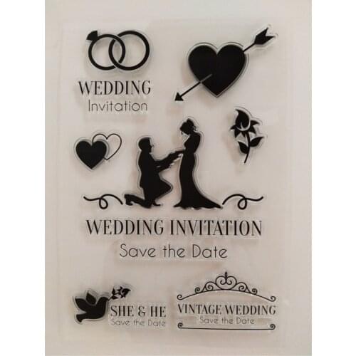 Save the Date Wedding Clear Stamps for DIY Scrapbooking /Card Making/Photo Album Decoration Silicone Transparent Stample