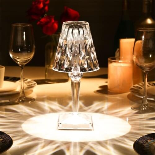 Modern Design Bar Table Light Chargeable Dimmable Night Light Nordic Acrylic Imitation Crystal Bedside Light For Bar Restaurant