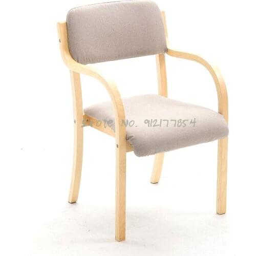 Modern Minimalist Nordic Solid Wood Dining Chair Japanese Bent Wood Fabric Chair Backrest Armrest Home Office Desk Computer Chai