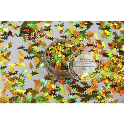TCA200 Laser Gold Color Christmas tree 8MM Size Glitter dust ,Specular luster glitter for nail,tatto,Art decoration and others