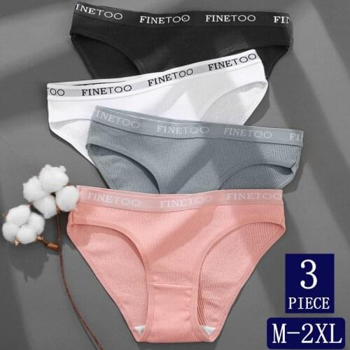 3Pcs/Set Cotton Panties for Women Sexy Low Waist Briefs Female Plus Size M-2XL Underwear Set Girls Letter Belt Intimate Lingerie