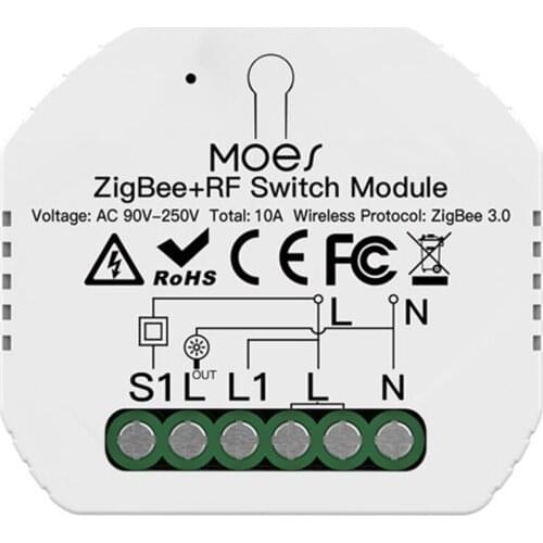 Tuya ZigBee 3.0 Smart Light Switch Module 1 Gang Smart Wireless Remote Control, Work with for Google for Voice Control