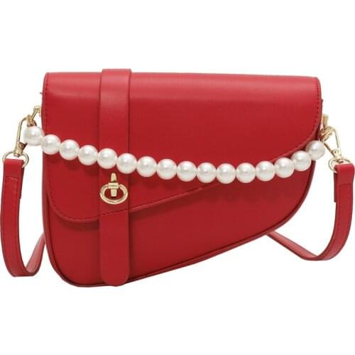 Women Bags designer ladies hand bag Pearl Chain Fashion Summer Design Trend Shoulder Saddle Bag for Woman/ DSFC0231