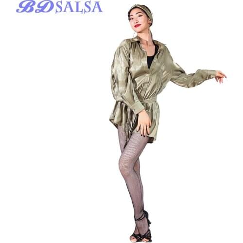 2020 Tops Latin Dance Clothes The New Training Female Adult Practice Cloth Sexy Dancing Set Dress ZD119 Blue Red Green Hot Top