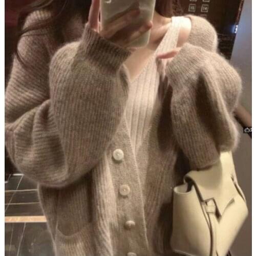 Fall 2021 Women Clothing Oversize Womens Sweaters Autumn Vintage Loose Winter Sweater Knitted Women Cardigan Knit Button Maxi