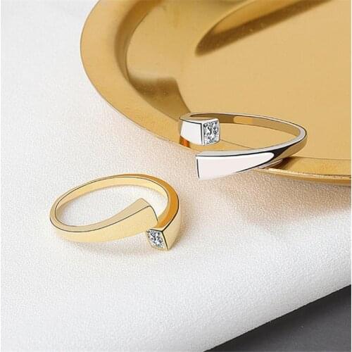 KOFSAC New Fashion 925 Sterling Silver Rings For Women Minimalism Wrong Side Micro-Inlaid Open Ring Female Wedding Accessories