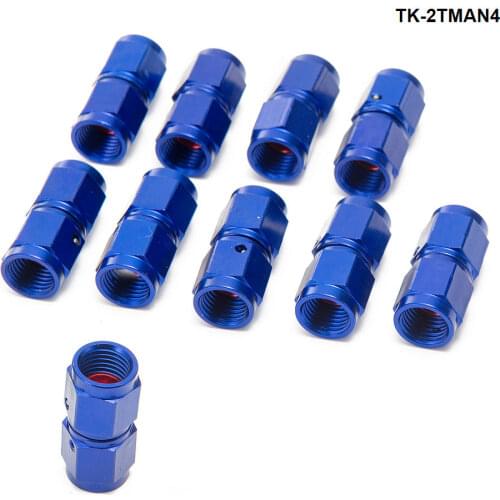 10PCS/SET Blue -AN4 Anodized Aluminum Oil Line/Hose End Fitting 2 Side Female Fitting TK-2TMAN4