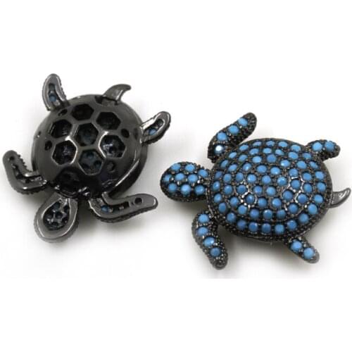 2PCS/lot Sea tortoise turtle animal bead ,Mens rose gold spacer beads charms/ micro pave bead/Cubic Zirconia CZ space beHC-D0013