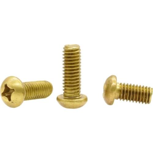 5/50pcs M2 M2.5 M3 M4 M5 M6 GB818 Pure Copper Brass Cross Round Phillips Pan Head Screw Bolt Length 4-50mm