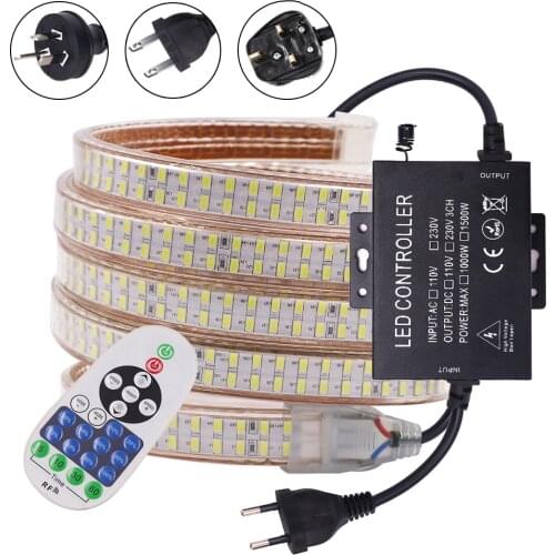 5730 LED Strip Light Dimmable Remote Control 220V 240led/m Super Bright LED Strip Rope Lights with 1500W Controller Waterproof