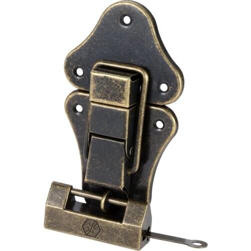 Antique Bronze Chinese Jewelry Chest Box Decorative Padlock & Box Latch Hasps Zinc Alloy 43*19mm Locks 95*52mm Latch Buckle Kit