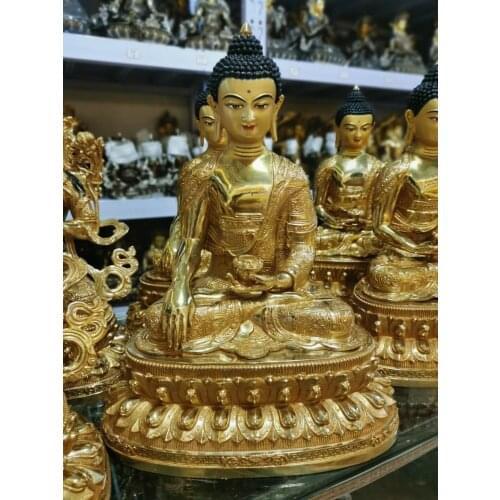 44CM large Wholesale Buddhist products Tibetan Buddhism Nepal Gilding Sakyamuni brass Buddha statue bless Safety Health luck