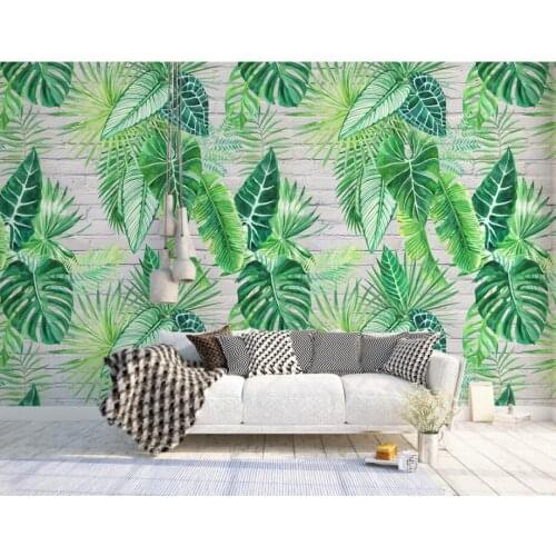 Bacal Customize large Southeast Asian tropical rainforest, banana leaf wallpaper bedroom bar photo background 3D wallpaper