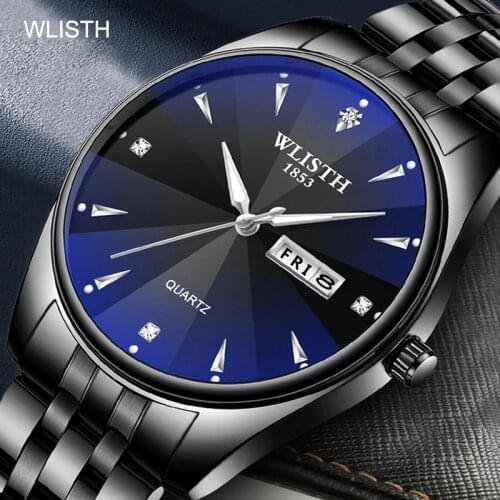 Watch Men Luxury Business Quartz Wristwatch Stainless Steel Mens Watches Leather Fashion Waterproof Week Date Relogio Masculino