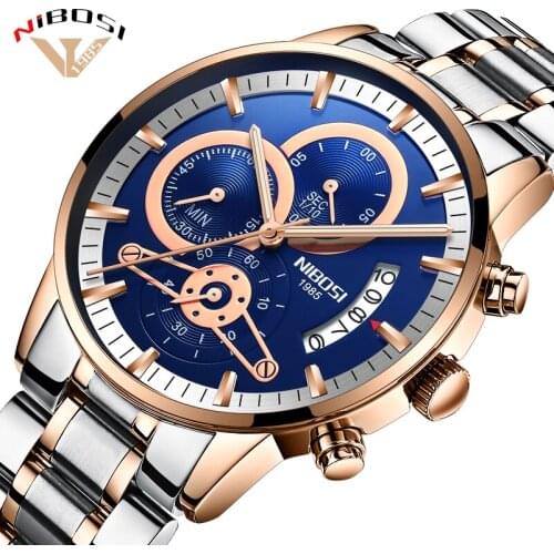 Relogio Masculino NIBOSI Luxury Brand Mens Watches Stainless Steel Sport Clock Man Gold Male Watches Top Brand Business Watch