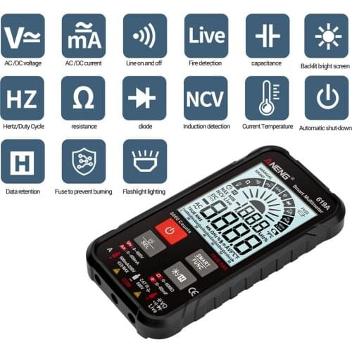 619a Digital Multimeter Ac / Dc Current Voltage Testers True Rms Professional 6000 Counts Analog Bar Multimeter Ncv Meter
