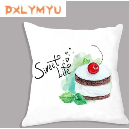 Decorative Cushion Covers 45x45cm Delicious Ice Cream Cakes Printed Pillowcase Throw Pillow Case Linen Cushion Cover for Sofa