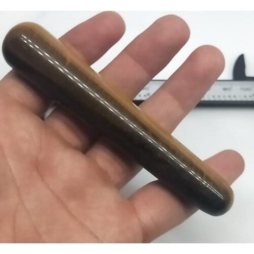 DHXYZB10cm natural Tiger eye stone quartz crystal point massage wand goddess yoni pleasure wand reiki healing wand for wife gift