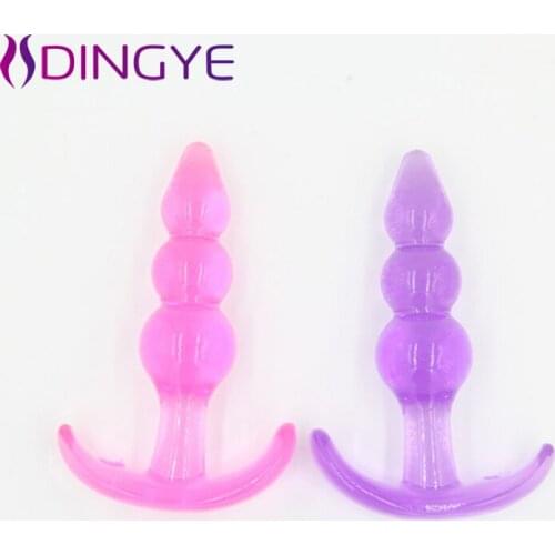 Dingye 2015 New Cheap Adult Butt Plug Anal Beads Sex Toys Anal Plugs Soft Jelly Anal Toys Butt Plug Set for Beginners