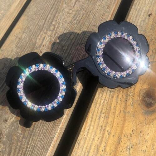ZAOLIHU Flower Designer Baby Sunglasses 4-8 Years Lovely Handmade Diamond Eyewear Summer Shades Round Children Eyeglasses