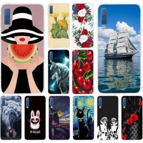 E For Samsung Galaxy A7 2018 case Phone Silicone Cover For Samsung A7 2018 A750 A750F 6.0 Inch soft coqa Print Painted Shells