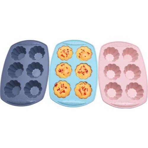 Cake Mold Flexible DIY Portable 6-cavity Muffin Cup Silicone Chocolate Mould for Bakery Home Cake Mould Baking Mold for Home DIY
