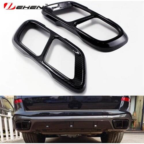 Glossy Black carbon fiber Chrome For BMW X5 G05 X7 G07 2019 2020 Model Stainless Steel Car Exhaust Pipe Cover Trim Accessories