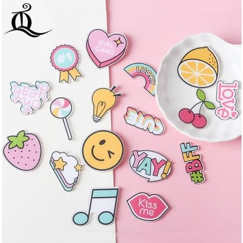Hot 1PCS Candy rainbow cartoon brooch Mix Icons On backpack Acrylic Badges Cartoon Pin Badges For Clothes Decoration Badge Z74