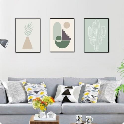Shape Girl Line Leaf Cactus Abstract Canvas Painting Home Art Posters Bedroom Corridor Stickers Nordic Decoration