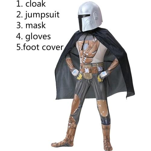Movie Star Cosplay Costumes for Kid Boy Girl Jumpsuits Halloween Party Costume Jumpsuit Mask Cloak Full Set