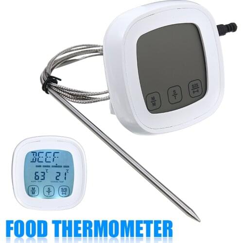Kitchen Food Meat Thermometer Probe LCD Digital Cooking Thermometer Smart Touch Screen Control For Meat Oven BBQ