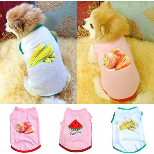 Summer Dog Clothes Food Printed Dog T-shirt for Small Dogs Cotton Dog Clothings Dog Vest Puppy Dog Clothes for Small Breeds Dogs