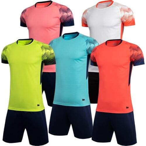 Men short sleeve pink soccer jersey set orange adult football uniform boy white kids soccer shirt customized name DIY number