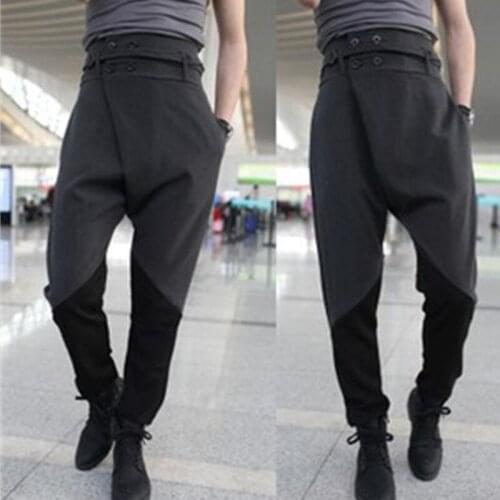 Mens pants spring and autumn slim stretch waist pants mens casual pants low crotch boot pants small leg pants large size