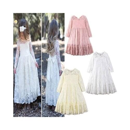 Spring and autumn summer 3-11 years old childrens clothing childrens flower girl baby princess lace dress