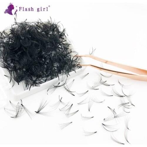 Flash girl 10D 12mm 0.07D short stem private label premade fans Russia volume lashes 1000 Fans eyelash extensions