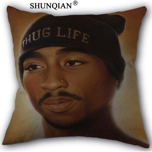 New Linen Cotton Pillowcase tupac Printed Pillow Cover Home Textiles Decorative Pillowcase Customize Gift 45x45cm one side