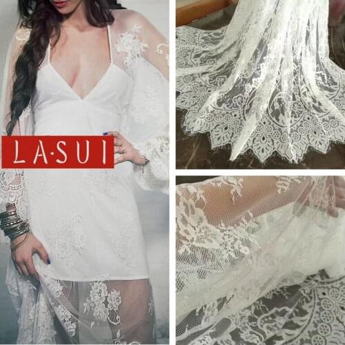 LASUI new 1.15m *1.50m=1 piece soft White hollow eyelash lace fabric clothing skirt wedding accessories good type FashionC0125