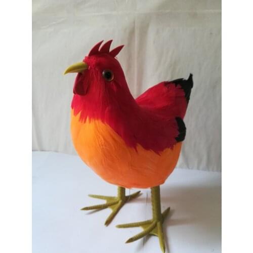 Foam&feathers simulation chick large 24x23cm red cock hard model prop.home garden decoration Xmas gift w0855