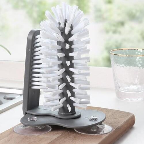 Lazy Cup Washing Artifact Milk Tea Shop Wall Suction Glass Cleaning Brush Household Kitchen Suction Rotating Cup Washing Brush