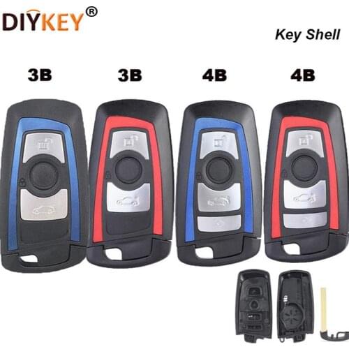 KEYECU for BMW 328i 330i 530xi 2009-2016 Remote Key Shell Case 3/4 Button Red/Blue Fob Uncut HU100R FCCID: YGOHUF5662