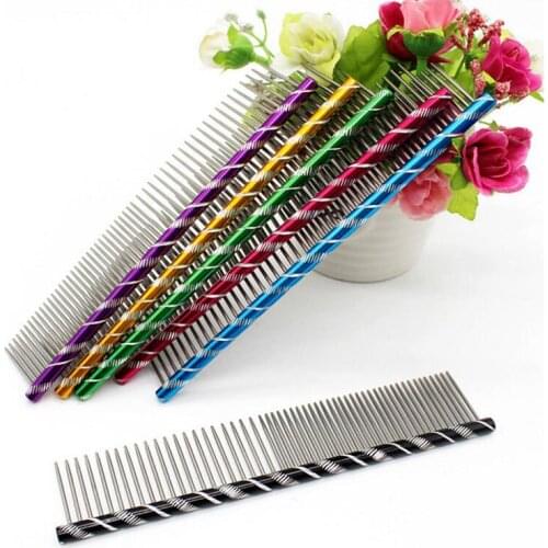 10pcs 19cm/16cm Pet Dog Comb Bright Stainless Steel Stripe Grooming Comb Shaggy Cat Dogs Barber Grooming Combs