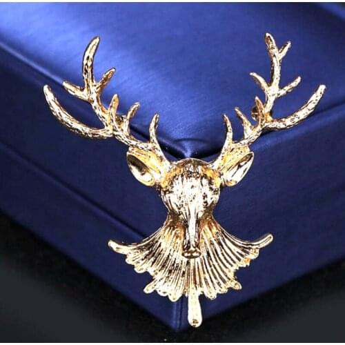 Luxury Deer Head Buckhorn Enamel Brooches Pin Cartoon Creative Metal Pins Brooch Denim Hat Badge Collar Jewelry DIY For Friend