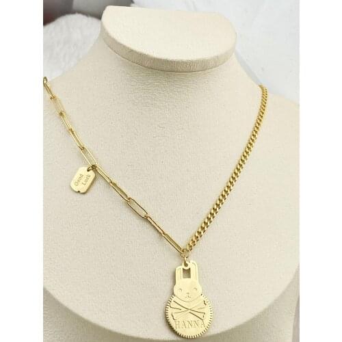 Lucky Rabbit Fashion New Goddess Luxury Women Necklace Gold Color Luxe Jewelry Stainless Steel